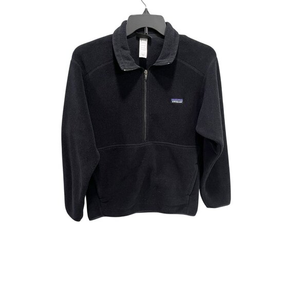 Patagonia Men's Medium Fleece Synchilla Pullover Black Half Zip Front Pocket - Picture 2 of 5